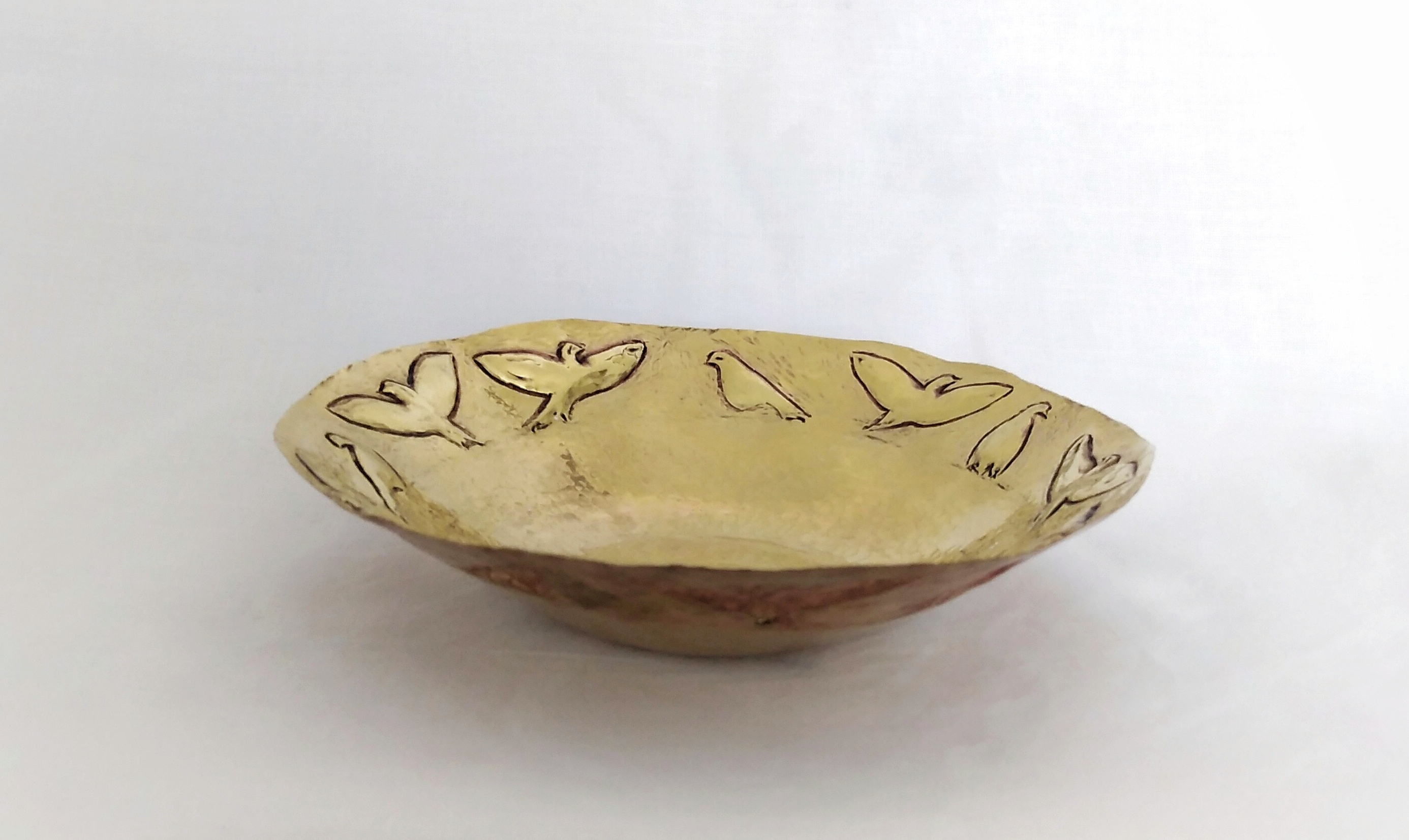 Birds brass bowl